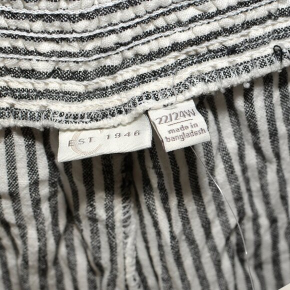 Plus Size 22/24 Cato Wide Leg Black & White Stripe Linen Stretch Waist Pants - Picture 5 of 12